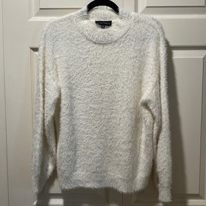 Cotton Candy LA Fuzzy White Mock Neck Balloon Sleeve Sweater